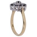 18ct Yellow Gold 0.15ct Brilliant Cut Diamond and Sapphire Cluster Ring