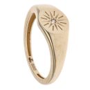 14ct Yellow Gold Cubic Zirconia Starburst Signet Ring