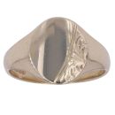 9ct Yellow Gold Patterned and Plain Signet Ring
