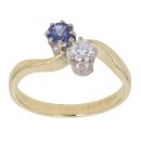 18ct Yellow Gold 0.20ct Brilliant Cut Diamond and Sapphire Ring