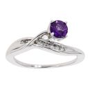 9ct White Gold Created Amethyst and Diamond Dress Ring