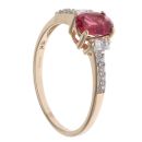 9ct Yellow Gold Pink Tourmaline And Cubic Zirconia Ring