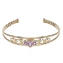 9ct Yellow Gold Amethyst Three Stone Ring