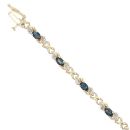 9ct Yellow Gold 0.10ct Diamond And Sapphire Bracelet 7"