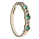 9ct Yellow Gold 0.15ct Diamond and Emerald Fancy Ring