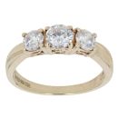 9ct Yellow Gold Cubic Zirconia Three Stone Ring