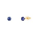 9ct Yellow Gold Tanzanite Cubic Zirconia Stud Earrings 3mm