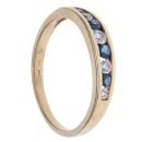 9ct Yellow Gold Cubic Zirconia and Sapphire Half Eternity Ring