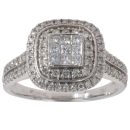 18ct White Gold 1.00ct Princess And Brilliant Cut Diamond Cluster Ring