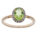 9ct Yellow Gold 0.08ct Brilliant Cut Diamond and Peridot Cluster Ring
