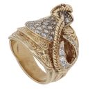 9ct Yellow Gold Cubic Zirconia Patterned Saddle Ring