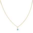14ct Yellow Gold Children's Green Eye Pendant And Chain 16"