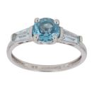 9ct White Gold Blue Gemstone Solitaire Ring