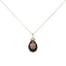 18ct White Gold 0.02ct Diamond and Smoky Quartz Pendant and Chain 18"