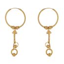 22ct Yellow Gold Long Ball Dropper Hoop Earrings