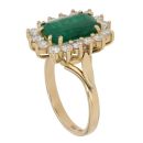 18ct Yellow Gold 1.00ct Brilliant Cut Diamond and Emerald Cluster Ring
