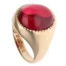 9ct Yellow Gold Created Ruby Cabochon Signet Ring