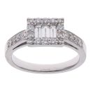18ct White Gold 0.40ct Brilliant and Baguette Cut Diamond Cluster Ring
