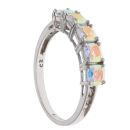 9ct White Gold Cubic Zirconia and Coated Topaz Five Stone Ring