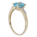 9ct Yellow Gold 0.08ct Diamond And Created Topaz Single Stone Ring