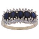 9ct Yellow Gold 0.15ct Diamond and Sapphire Five Stone Ring