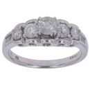 18ct White Gold 0.90ct Baguette and Brilliant Cut Diamond Five Stone Ring