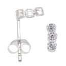 Silver Cubic Zirconia Drop Stud Earrings By Icesia