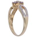 9ct Yellow Gold 0.10ct Diamond and Tanzanite Floral Cluster Ring