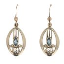 9ct Yellow Gold Blue Topaz Rennie Mac Drop Earrings