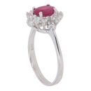 14ct White Gold Ruby And Cubic Zirconia Cluster Ring