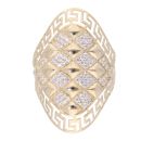 14ct Yellow Gold Greek Key Cubic Zirconia Ring