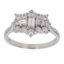 18ct White Gold 1.20ct Baguette and Brilliant Cut Diamond Cluster Ring