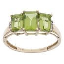 9ct Yellow Gold Peridot and Cubic Zirconia Three Stone Ring