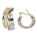 9ct Yellow and White Gold Crossover Hoop Earrings