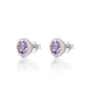 9ct White Gold Lavender Amethyst Halo Lab Grown Diamonds Earrings With D VVS