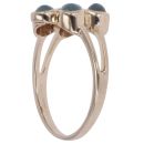 9ct Yellow Gold Blue  Cat's Eye Cluster Ring
