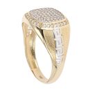 14ct Yellow And White Gold Cubic Zirconia Greek Key Signet Ring
