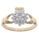 9ct Yellow Gold Cubic Zirconia Claddagh Ring