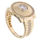 14ct Yellow Gold Cubic Zirconia Watch Style Signet Ring