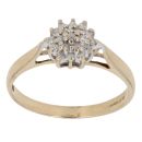 9ct Yellow Gold 0.11ct Brilliant Cut Diamond Cluster Ring