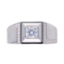 Silver Cubic Zirconia Signet Ring by Icesia
