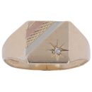 9ct Yellow White and Rose Gold 0.05ct Patterned Signet Ring
