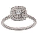 18ct White Gold 0.50ct Princess and Brilliant Cut Diamond Cluster Ring