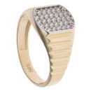 14ct Yellow Gold Cubic Zirconia Watch Strap Style Signet Ring