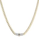 14ct Yellow Gold Monaco Classic Pave Lock Curb Chain 16"