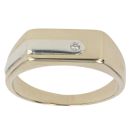 9ct Yellow and White Gold 0.05ct Diamond Signet Ring