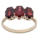 9ct Yellow Gold Garnet Three Stone Ring