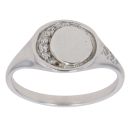 9ct White Gold Children's 0.05ct Diamond Signet Ring
