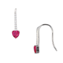 Silver Red Gem Drop Earrings