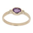 9ct Yellow Gold Created Amethyst Single Stone Ring